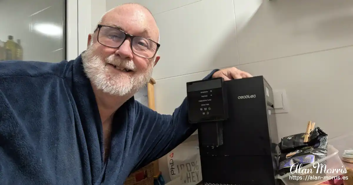 Alan Morris with new coffee machine.